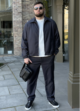 Чоловічий бомбер на підкладці преміальна костюмка чорна